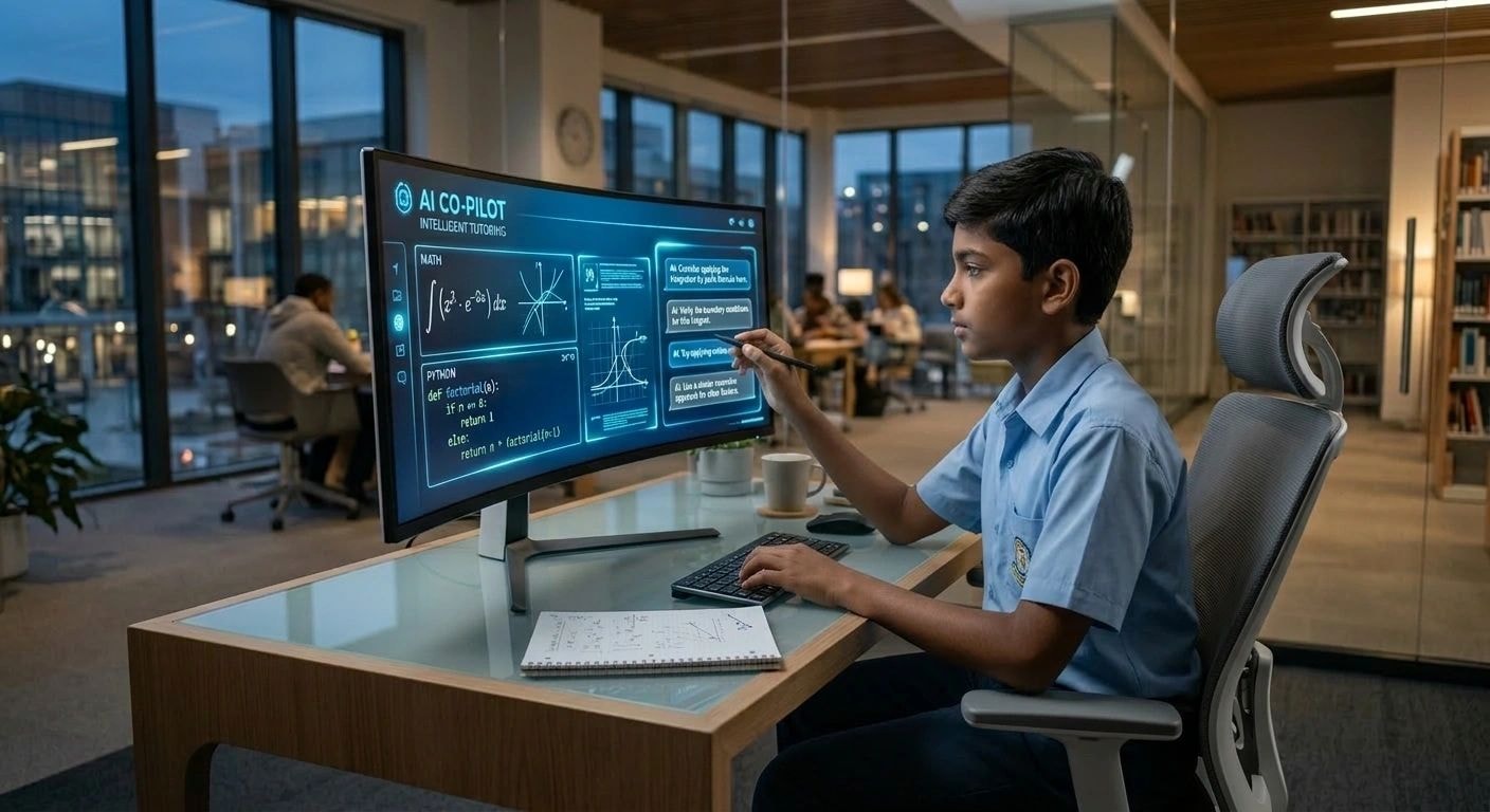 Child engaging with AI career planning technology
